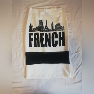 Black and White Midi Pencil Skirt